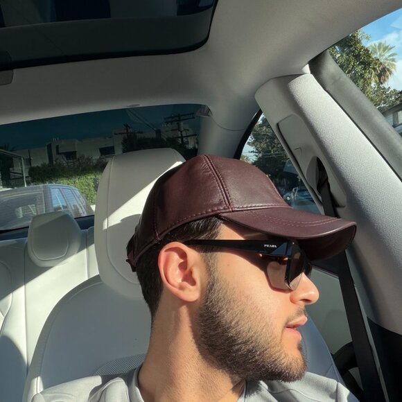 Burgundy Genuine Leather Cap Leather Baseball Cap Handmade Leather Cap Unisex - Picture 7 of 8